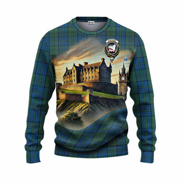 Lockhart Tartan Family Crest Knitted Sweater with Scottish Ancient Castle Style Unisex - Tartan Vibes Clothing