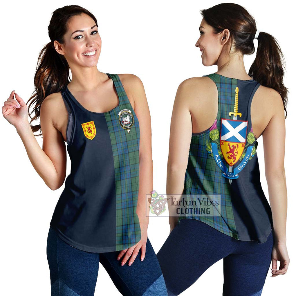 Lockhart Tartan Women's Racerback Tanks Alba with Scottish Lion Royal Arm Half Style 4XL - Tartan Vibes Clothing