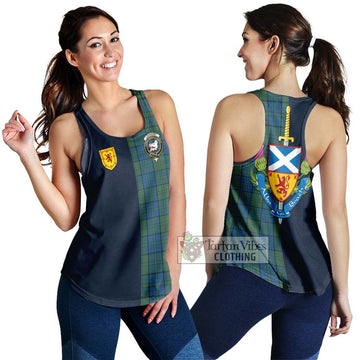 Lockhart Tartan Women's Racerback Tanks Alba with Scottish Lion Royal Arm Half Style 4XL - Tartan Vibes Clothing