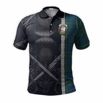 Lockhart Tartan Polo Shirt with Family Crest Cross Sword Thistle Celtic Vibes Kid - Tartan Vibes Clothing
