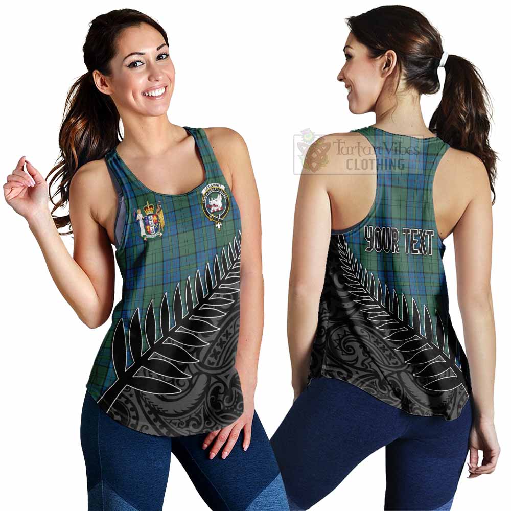 Lockhart Crest Tartan Women's Racerback Tanks with New Zealand Silver Fern Half Style 4XL - Tartan Vibes Clothing