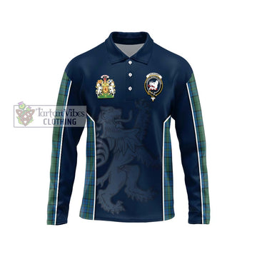 Lockhart Tartan Long Sleeve Polo Shirt with Family Crest and Lion Rampant Vibes Sport Style Unisex - Tartan Vibes Clothing