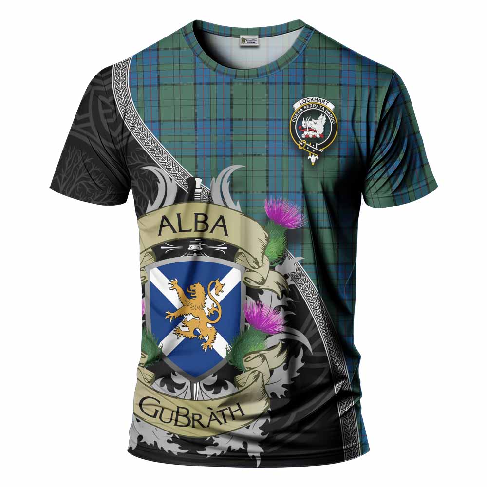 Lockhart Tartan Family Crest T-Shirt Lion Rampant Royal Thistle Shield Celtic Inspired Kid's Shirt - Tartan Vibes Clothing