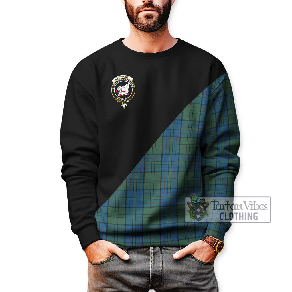 Lockhart Tartan Sweatshirt with Family Crest and Military Logo Style Unisex - Tartan Vibes Clothing
