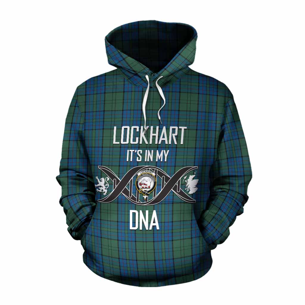 Lockhart Tartan Cotton Hoodie with Family Crest DNA In Me Style Pullover Hoodie XS - Tartan Vibes Clothing