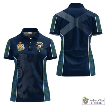 Lockhart Tartan Women's Polo Shirt with Family Crest and Lion Rampant Vibes Sport Style Women - Tartan Vibes Clothing
