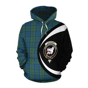 Lockhart Tartan Cotton Hoodie with Family Crest Circle Style Pullover Hoodie XS - Tartan Vibes Clothing