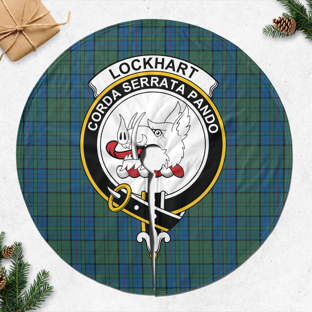 Lockhart Tartan Christmas Tree Skirt with Family Crest 47*47 inch - Tartan Vibes Clothing