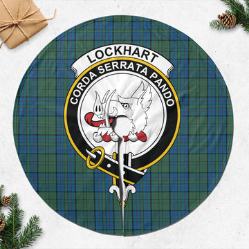 Lockhart Tartan Christmas Tree Skirt with Family Crest 47*47 inch - Tartan Vibes Clothing