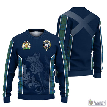 Lockhart Tartan Knitted Sweatshirt with Family Crest and Scottish Thistle Vibes Sport Style Unisex - Tartan Vibes Clothing