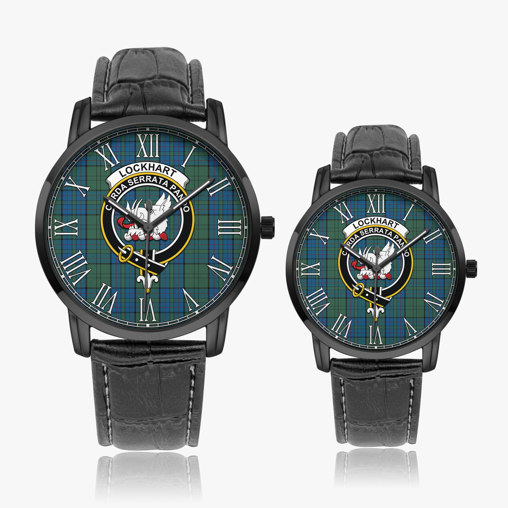 Lockhart Tartan Family Crest Leather Strap Quartz Watch Wide Type - Tartan Vibes Clothing