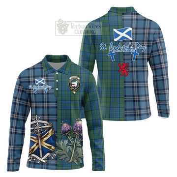 Lockhart Tartan Long Sleeve Polo Shirt Happy St. Andrew's Day Half Tartan Style Unisex - Tartan Vibes Clothing