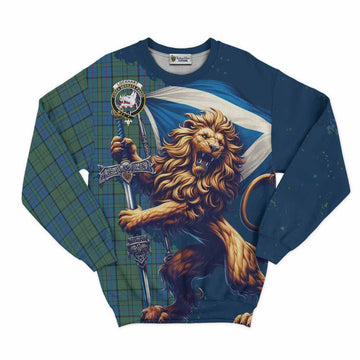Lockhart Tartan Family Crest Sweatshirt with Scottish Majestic Lion Unisex - Tartan Vibes Clothing