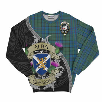 Lockhart Tartan Family Crest Sweatshirt Lion Rampant Royal Thistle Shield Celtic Inspired Unisex - Tartan Vibes Clothing