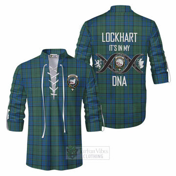 Lockhart Tartan Ghillie Kilt Shirt with Family Crest DNA In Me Style Men - Tartan Vibes Clothing