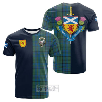 Lockhart Tartan Cotton T-shirt Alba with Scottish Lion Royal Arm Half Style
