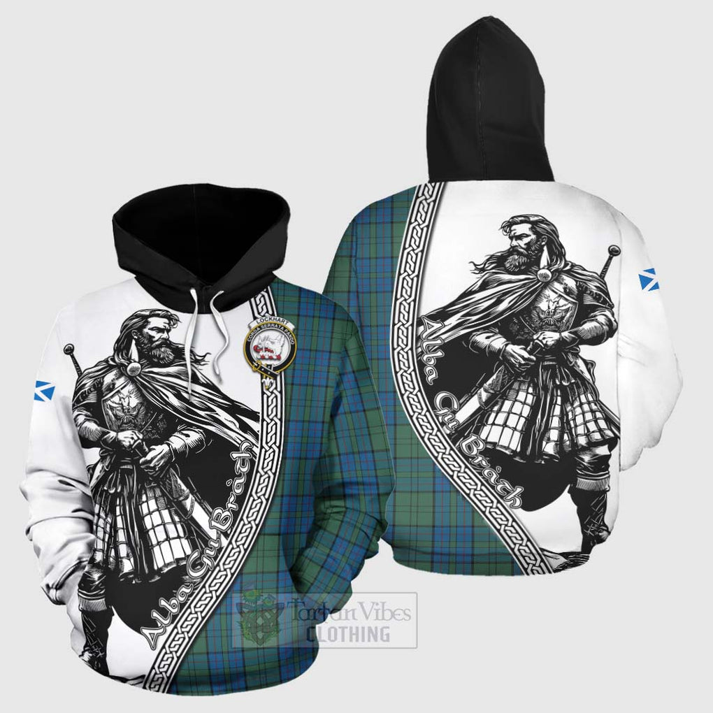 Lockhart Tartan Clan Crest Hoodie with Highlander Warrior Celtic Style Zip Hoodie - Tartan Vibes Clothing