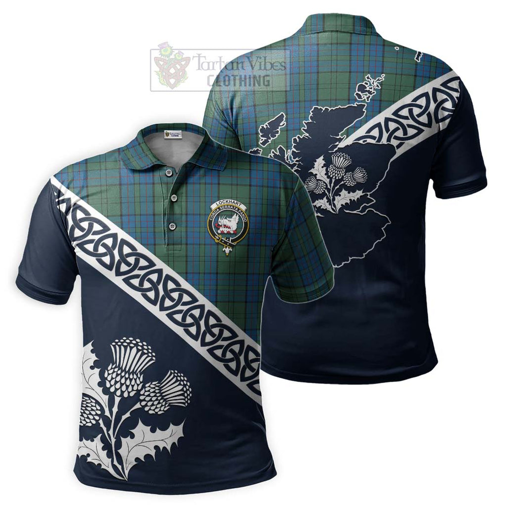 Lockhart Tartan Polo Shirt Featuring Thistle and Scotland Map Kid - Tartanvibesclothing Store