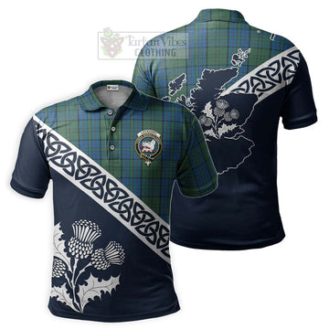 Lockhart Tartan Polo Shirt Featuring Thistle and Scotland Map Kid - Tartanvibesclothing Store