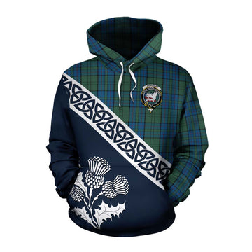 Lockhart Tartan Cotton Hoodie Featuring Thistle and Scotland Map Pullover Hoodie XS - Tartan Vibes Clothing