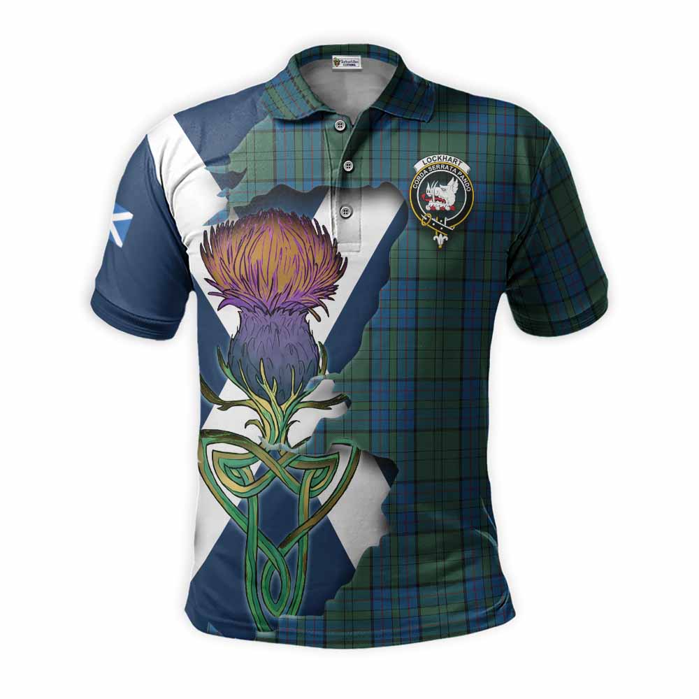 Lockhart Tartan Family Crest Polo Shirt Scottish Thistle Celtic Inspired Kid - Tartan Vibes Clothing