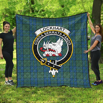 lockhart-tartan-quilt-with-family-crest