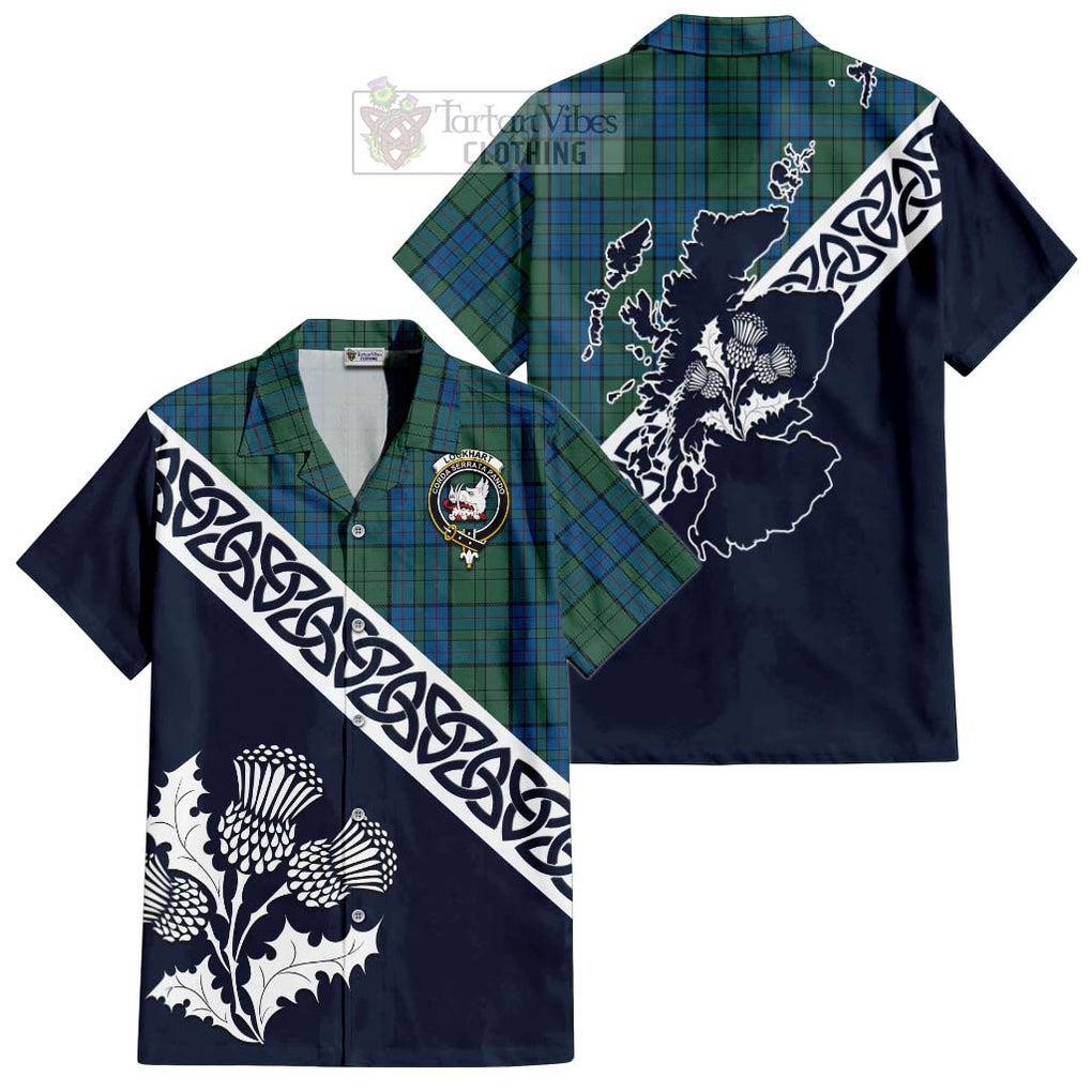 Lockhart Tartan Hawaiian Shirt Featuring Thistle and Scotland Map Kid - Tartan Vibes Clothing