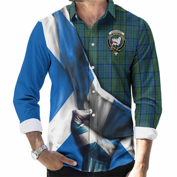 Lockhart Tartan Long Sleeve Button Shirt with Family Crest Scotland Patriotic Style Men's Shirt S - Tartan Vibes Clothing