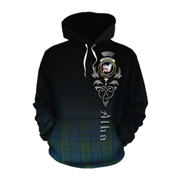 Tartan Vibes Clothing Lockhart Tartan Cotton Hoodie Featuring Alba Gu Brath Family Crest Celtic Inspired