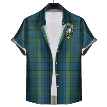 Lockhart Tartan Short Sleeve Button Down Shirt with Family Crest