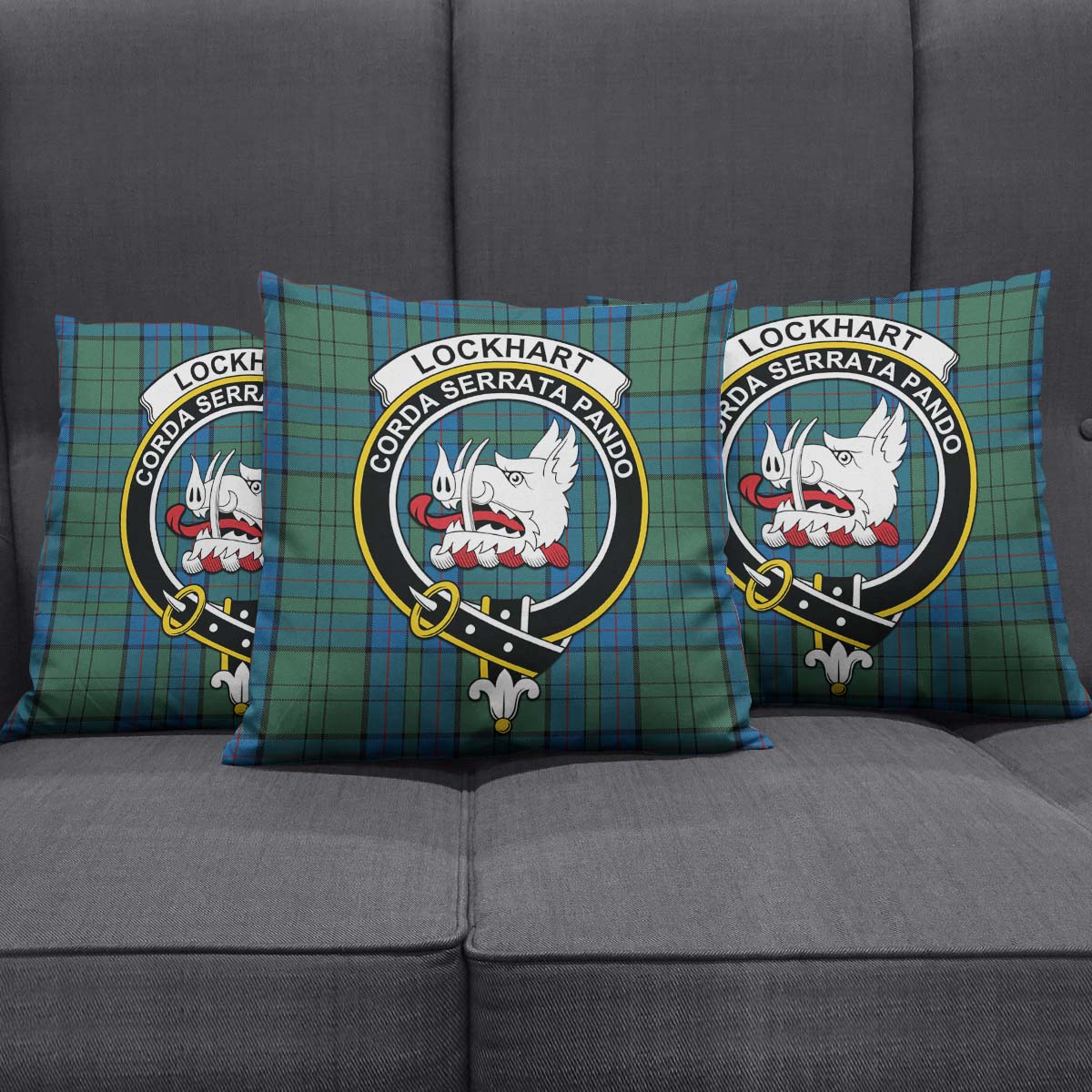 Lockhart Tartan Pillow Cover with Family Crest Rectangle Pillow Cover 51*91cm - Tartan Vibes Clothing