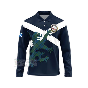 Lockhart Tartan Lion Rampant Long Sleeve Polo Shirt Proudly Display Your Heritage with Alba Gu Brath and Clan Name Unisex - Tartan Vibes Clothing