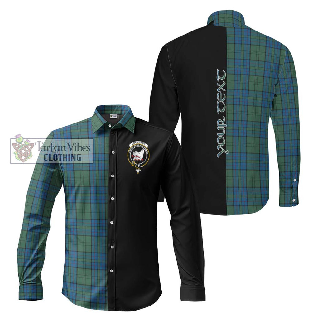 Lockhart Tartan Long Sleeve Button Shirt with Family Crest and Half Of Me Style Men's Shirt S - Tartanvibesclothing Shop