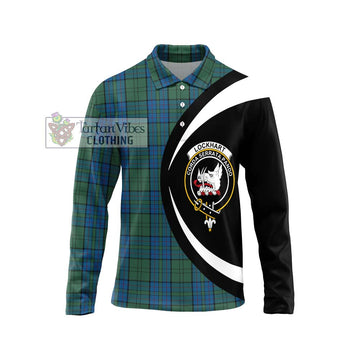 Lockhart Tartan Long Sleeve Polo Shirt with Family Crest Circle Style Unisex - Tartan Vibes Clothing
