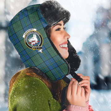 Lockhart Tartan Winter Trapper Hat with Family Crest Winter Trapper Hat Universal Fit Circumference 22.8in (58cm) - Tartan Vibes Clothing
