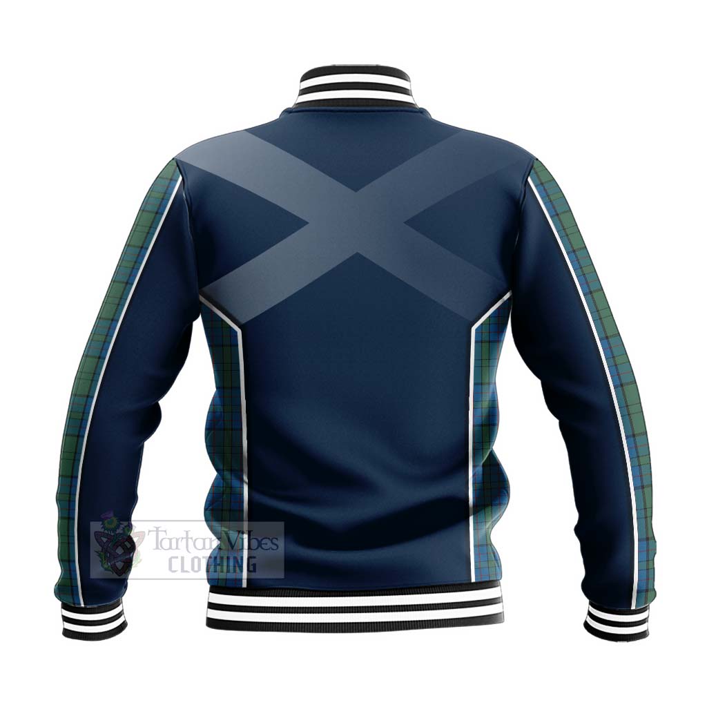 Tartan Vibes Clothing Lockhart Tartan Baseball Jacket with Family Crest and Scottish Thistle Vibes Sport Style