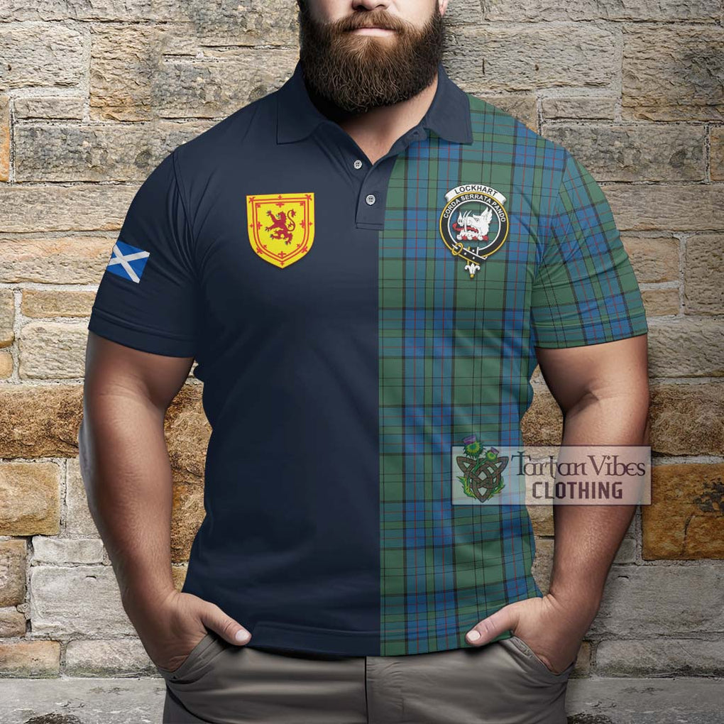 Lockhart Tartan Polo Shirt Alba with Scottish Lion Royal Arm Half Style - Tartan Vibes Clothing