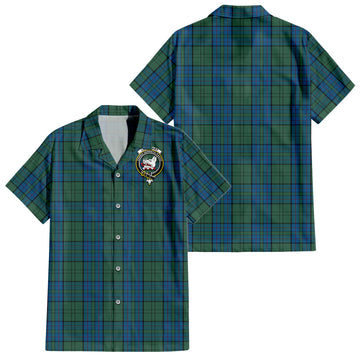 Lockhart Tartan Short Sleeve Button Down Shirt with Family Crest
