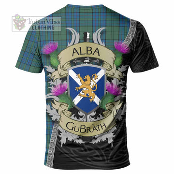 Lockhart Tartan Family Crest T-Shirt Lion Rampant Royal Thistle Shield Celtic Inspired