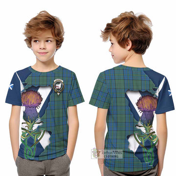 Tartan Vibes Clothing Lockhart Tartan Family Crest Kid T-Shirt Scottish Thistle Celtic Inspired