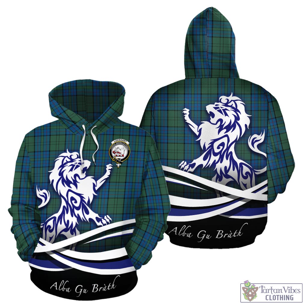 Lockhart Tartan Hoodie with Alba Gu Brath Regal Lion Emblem - Tartan Vibes Clothing