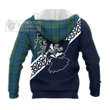 Lockhart Tartan Knitted Hoodie Featuring Thistle and Scotland Map - Tartan Vibes Clothing