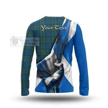 Lockhart Tartan Long Sleeve T-Shirt with Family Crest Scotland Patriotic Style - Tartan Vibes Clothing