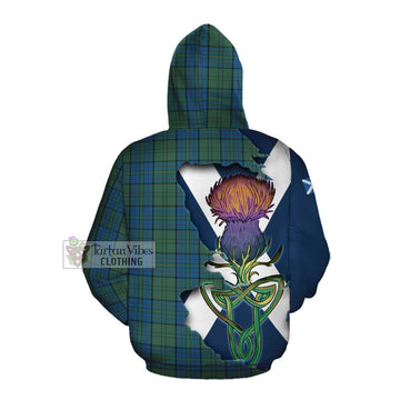 Tartan Vibes Clothing Lockhart Tartan Family Crest Cotton Hoodie Scottish Thistle Celtic Inspired