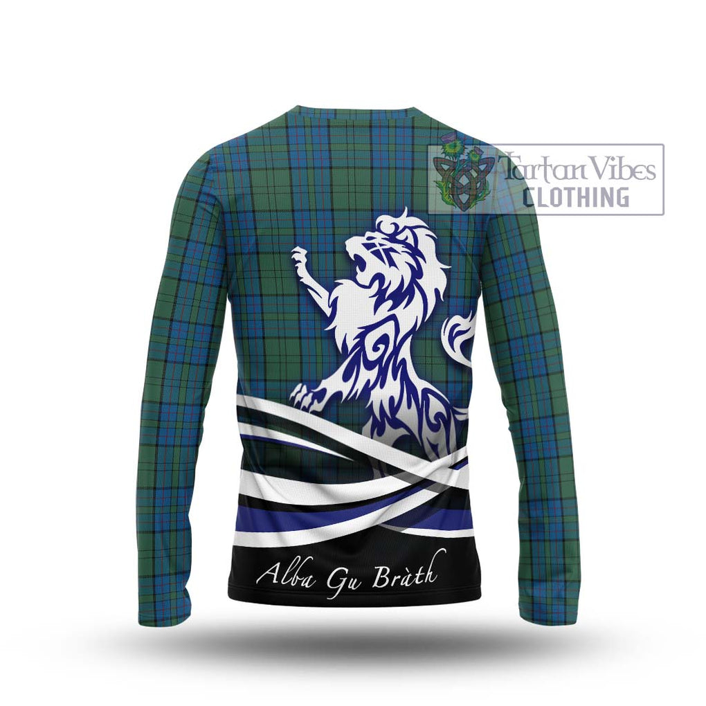 Lockhart Tartan Long Sleeve T-Shirt with Alba Gu Brath Regal Lion Emblem - Tartan Vibes Clothing