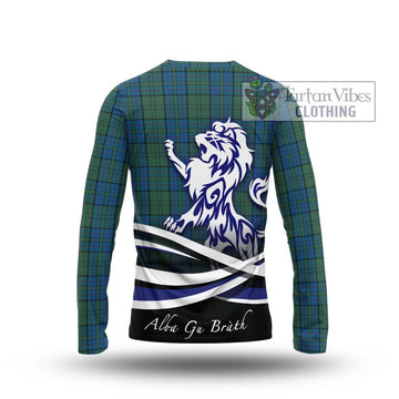 Lockhart Tartan Long Sleeve T-Shirt with Alba Gu Brath Regal Lion Emblem - Tartan Vibes Clothing