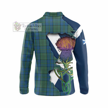 Tartan Vibes Clothing Lockhart Tartan Family Crest Long Sleeve Polo Shirt Scottish Thistle Celtic Inspired