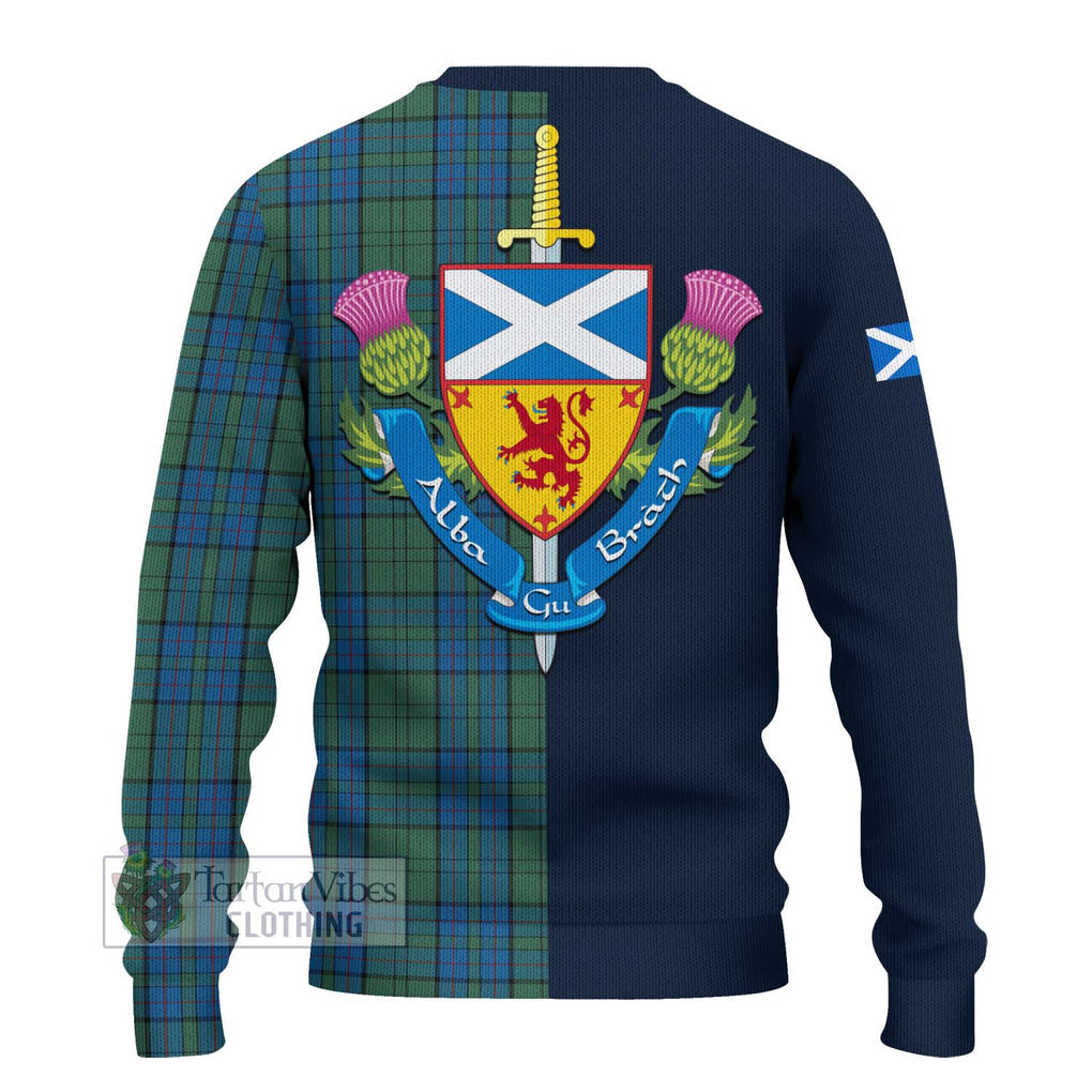 Lockhart Tartan Ugly Sweater Alba with Scottish Lion Royal Arm Half Style - Tartan Vibes Clothing