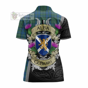 Lockhart Tartan Family Crest Women's Polo Shirt Lion Rampant Royal Thistle Shield Celtic Inspired - Tartan Vibes Clothing