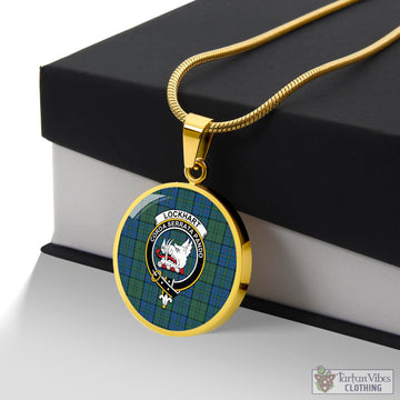 Lockhart Tartan Circle Necklace with Family Crest Luxury Necklace (Gold) No - Tartan Vibes Clothing